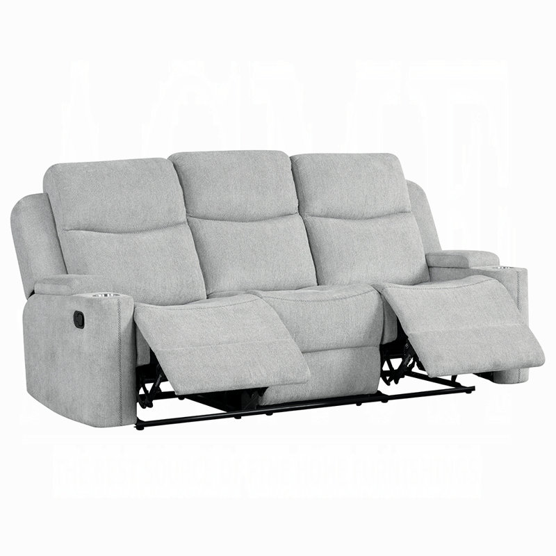 Canapé inclinable avec revêtement en chenille et coussins moelleux Galya - Gris clair