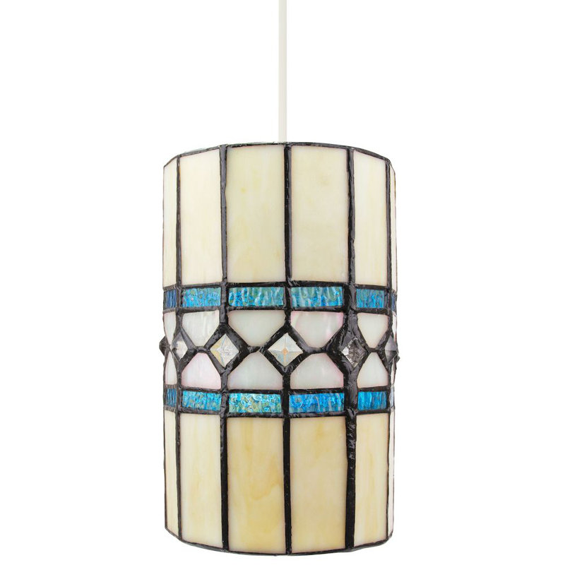 20cm H Glass Rectangle Pendant Shade ( Screw On ), Blue/Yellow