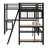 Metal Loft Bed with LED Lighting, Dual Desks, Storage Shelves & 2 Charging Stations