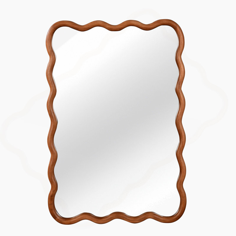 Miroir décoratif rectangulaire à cadre en bois pour chambre à coucher, salle de bain, salon, entrée, 36" x 24", Brun
