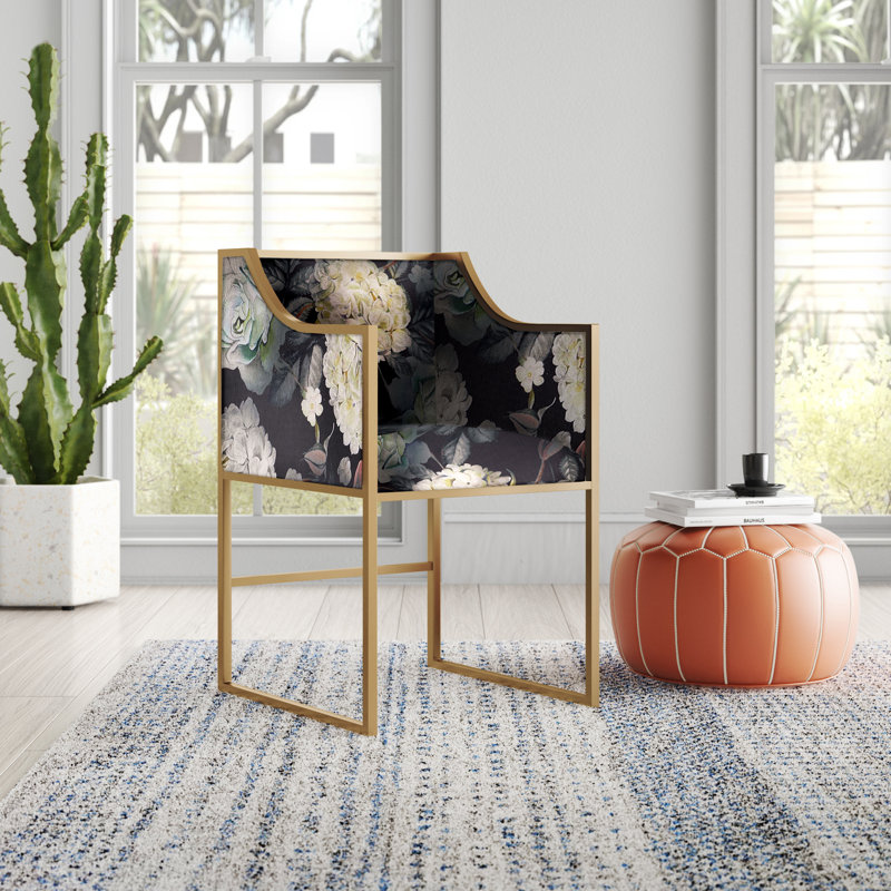 55.88Cm Wide Velvet Armchair, Navy Floral Velvet