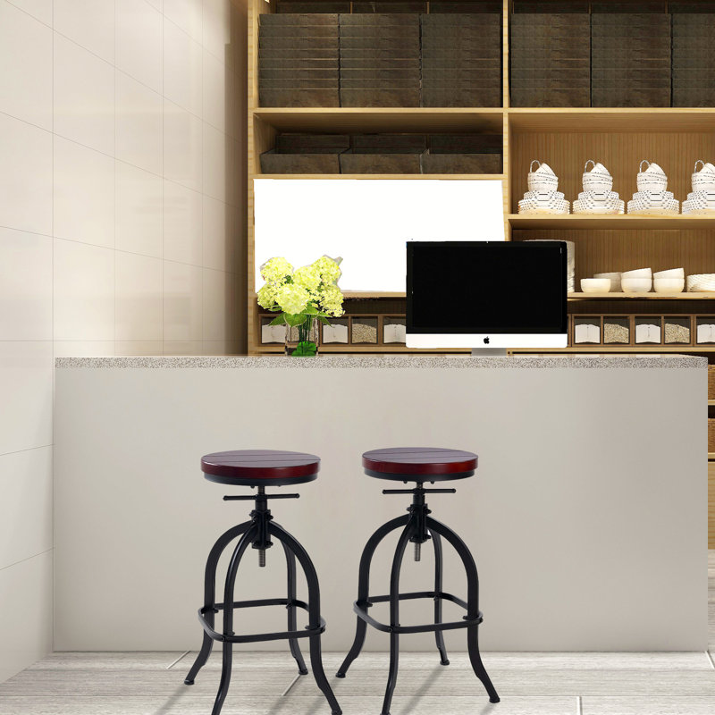 Gabryszek Swivel Adjustable Height Counter Stool with Metal Frame