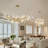 Modern 16-Light Ginkgo Leaf Chandelier, Gold Branching Chandelier with White Ceramic Leaves