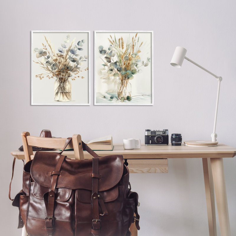 «Stupell Industries Eucalyptus Jar Bouquets», ensemble de 2 giclées par Steve Hunziker, H 24 po x l 16 po