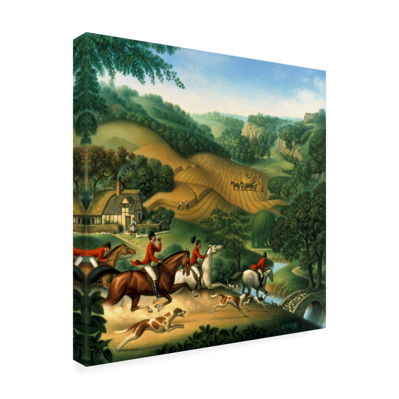 Reproduction d’art sur toile tendue « The Fox Hunt » par Dan Craig, H 18 po x l 18 po x p 2 po
