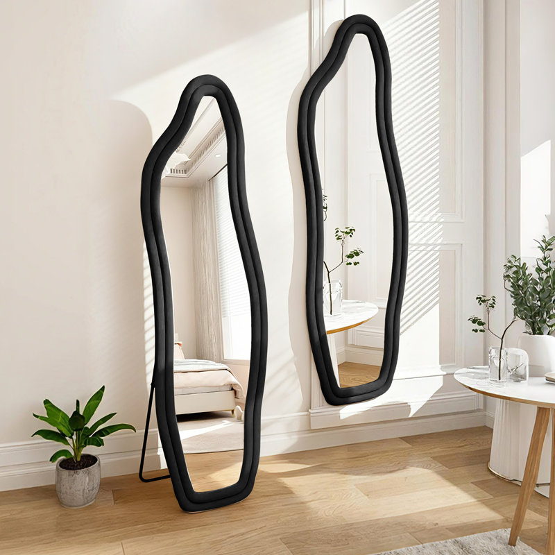 Aleaya Fabric Half-circle Mirror, Black, 140cm H x 45cm W