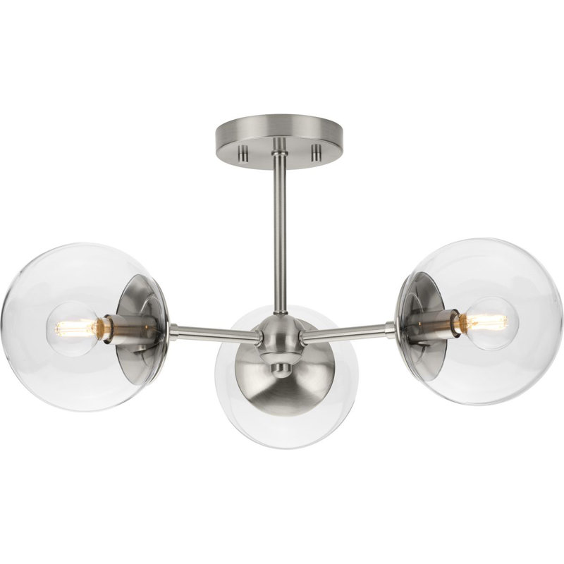 Plafonnier semi-encastré en verre Ottmar, Nickel brossé