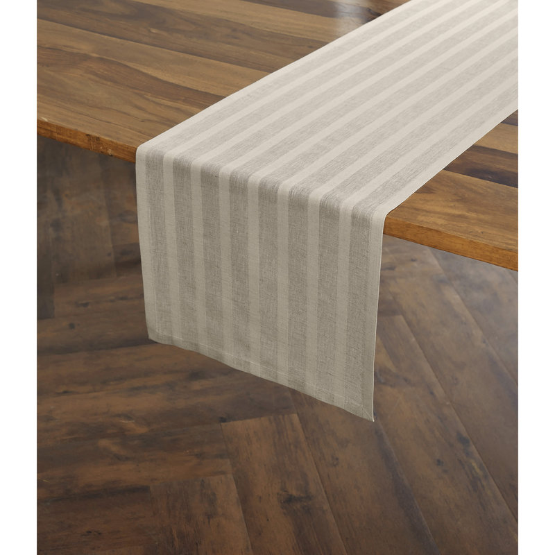 Zoe Linen Cotton Table Runner, 108" x 14", Leon Natural