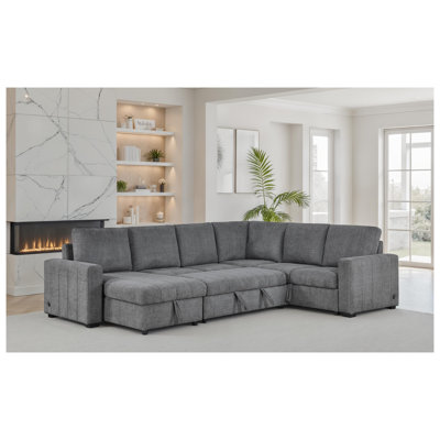 Upholstered Reclining U-Shaped Sectional Reversible