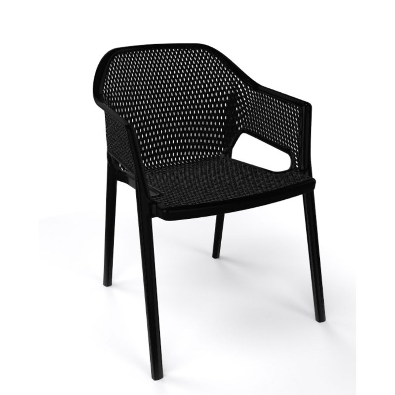 Chaise de patio empilable Minush, Noir
