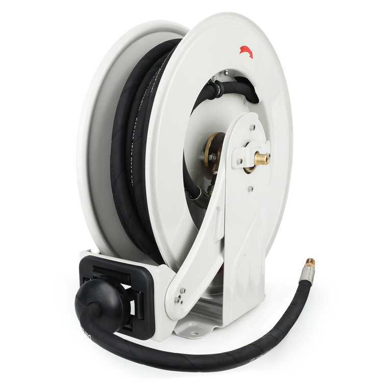 Supreme Duty Spring Rewind Hose Reel for grease/hydraulic oil: 3/8
