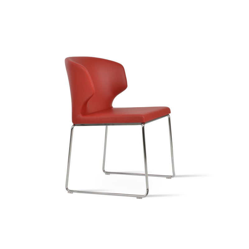 Chaise empilable Amed, Chrome, Similicuir bleu