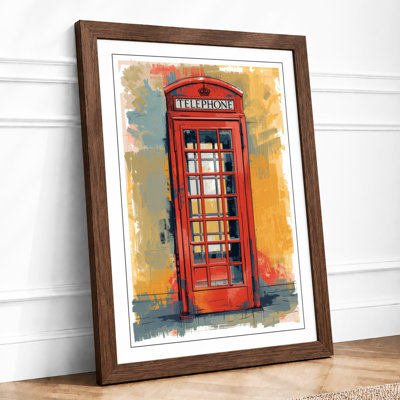 British Telephone Box Vintage - Framed Print