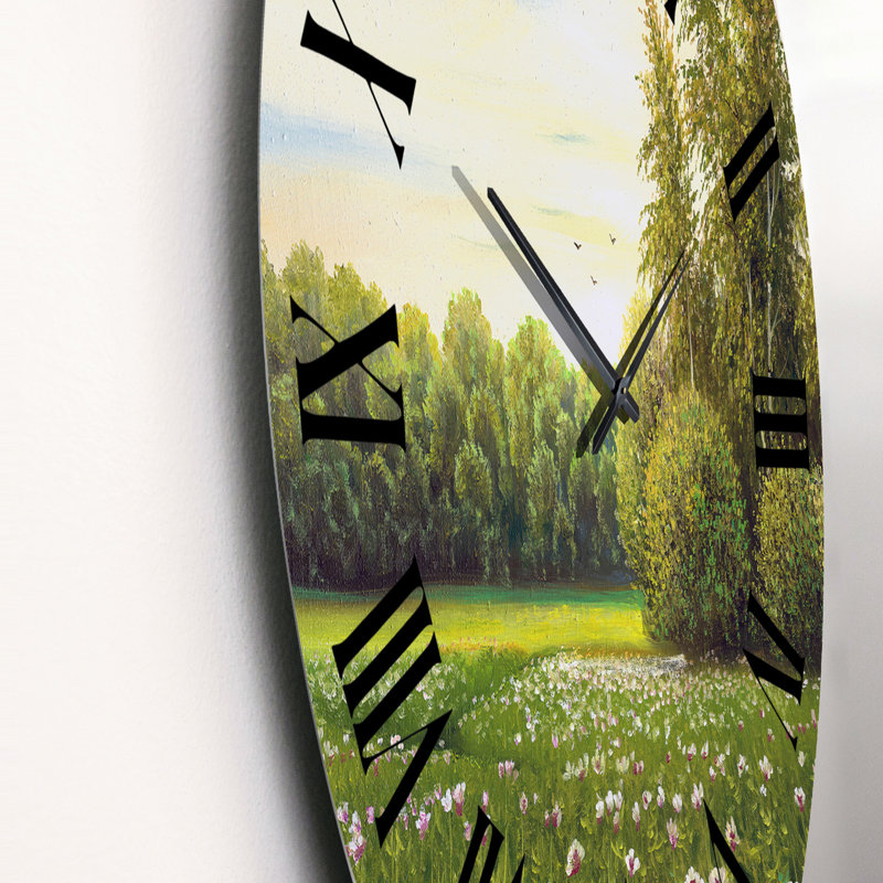 Magnifique paysage de campagne vert été - horloge murale, Moyen