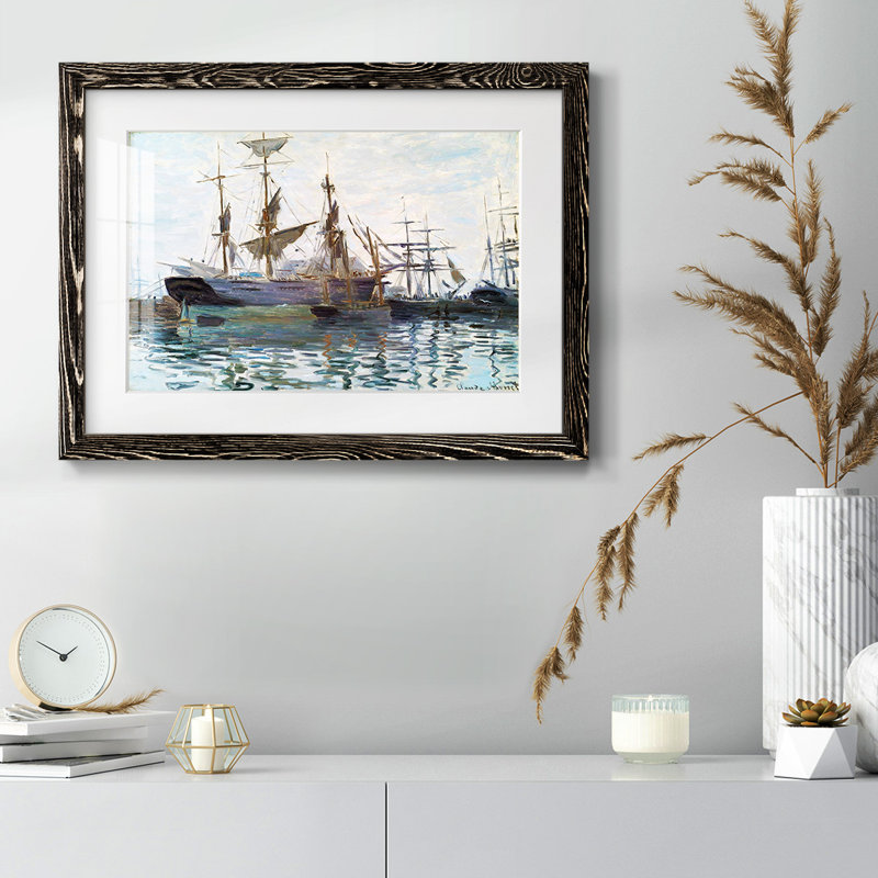 " Ships In Harbour, 1873 ", 22" H x 32" W x 1.5" D, Black