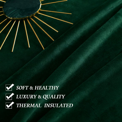 Green Velvet Curtains,Half Blackout Thermal Insulating Soft Drapes For Bedroom And Sliding Door,2 Panels, 52 X 84 Inch(Hunter Green)