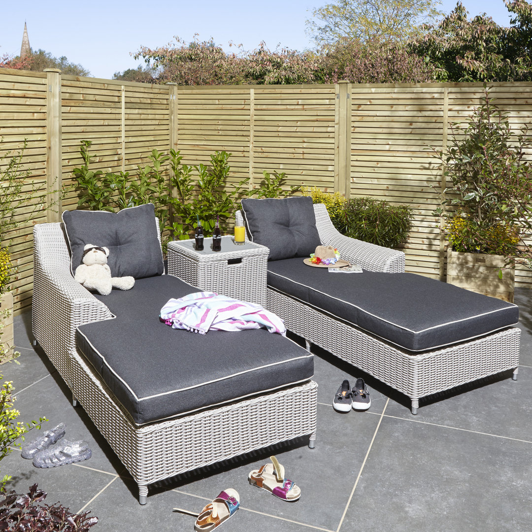 Halia Sun Lounger Set with Cushions and Table
