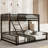 Twin XL Over Queen Bunk Bed - Convertible & Heavy Duty Metal Frame-1263812783