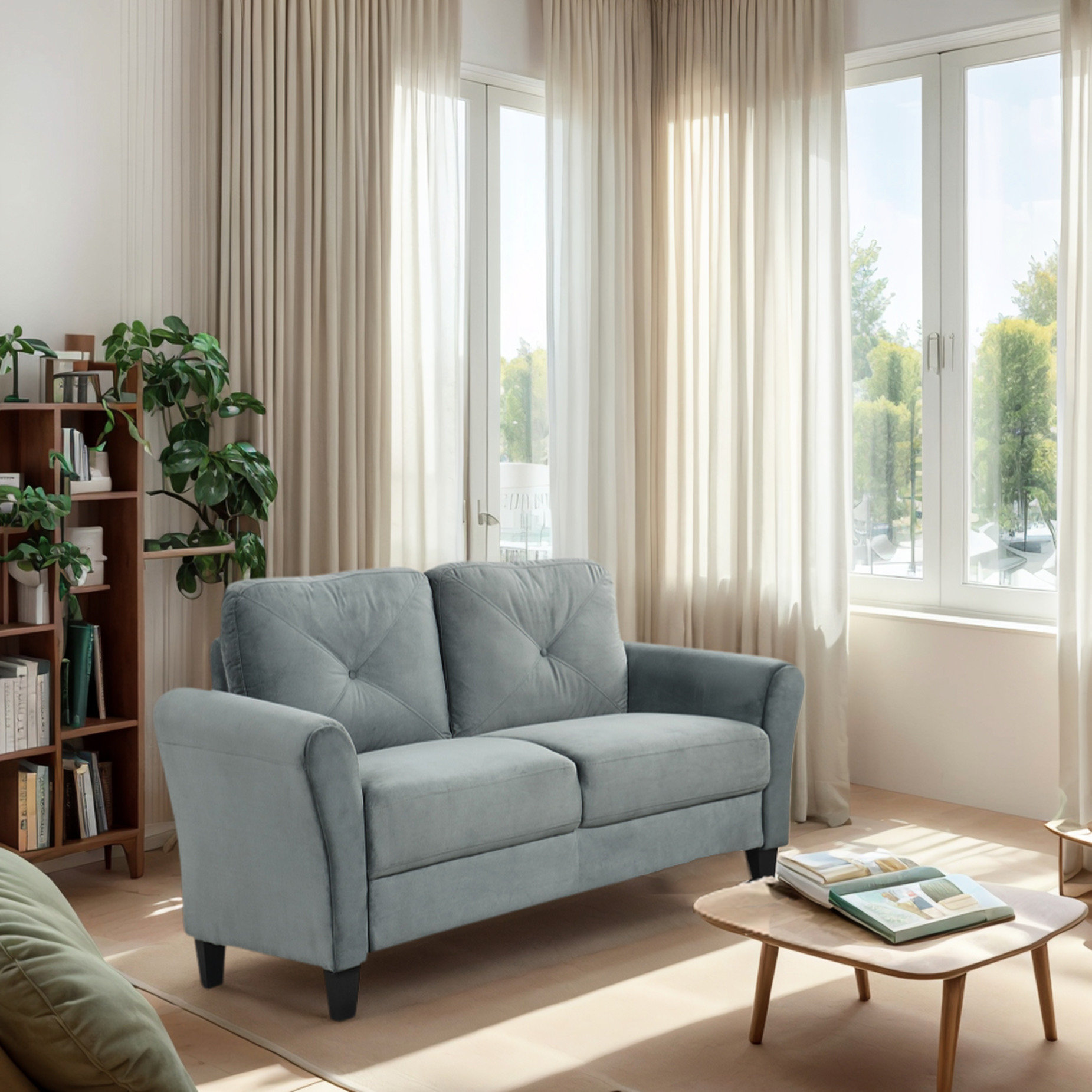 Latitude Run® Comfort - Centric 2 Seat With Grey Velvet Upholstery ...