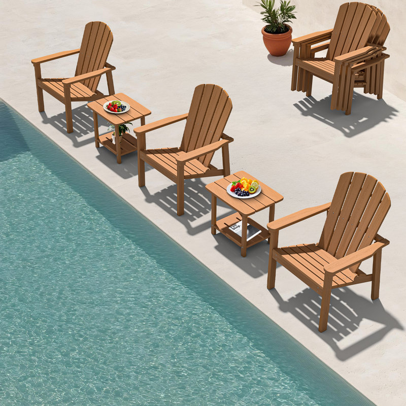 Stackable HDPE Adirondack Chair – Weather-Resistant Outdoor Seating for Patio, Lawn, or Fire Pit, Teak