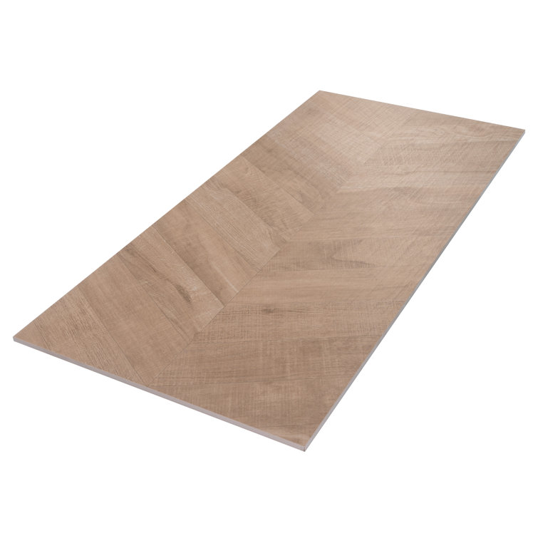 Bois Chevron 23.77"x47.25" Matte Natural Porcelain Rectangular Wall/Floor Tile 15.49 sqft/case 2pk