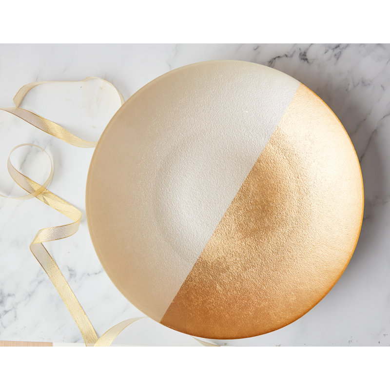 Fusion Bowl, 6cm H x 40cm W x 40cm D, White/Gold