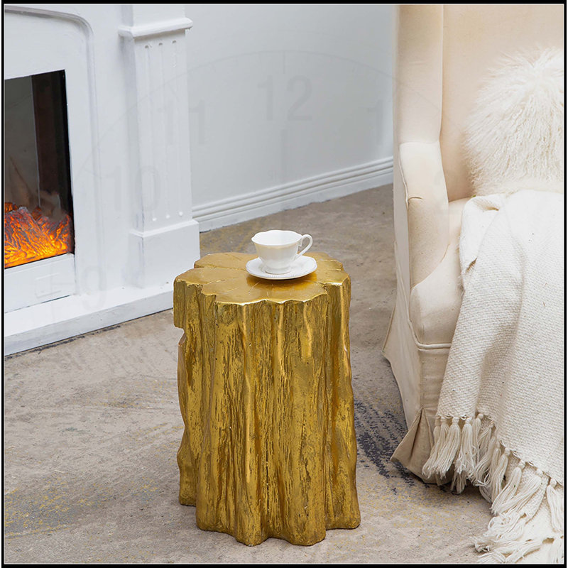 Exquis tabouret de tronc d'arbre doré, une pièce décorative superbe et polyvalente pour n'importe quelle pièce