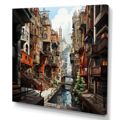 Illustration de dessin d'une ville I sur une impression sur toile