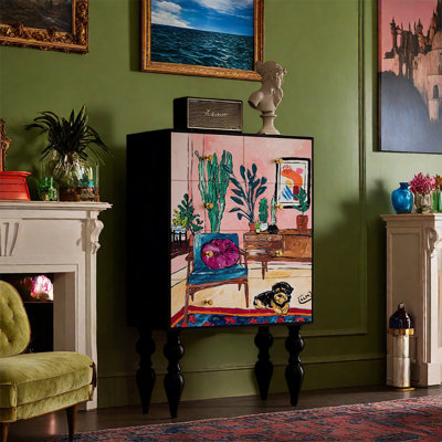 Five Drawer Ash Wood Decorative Cabinet