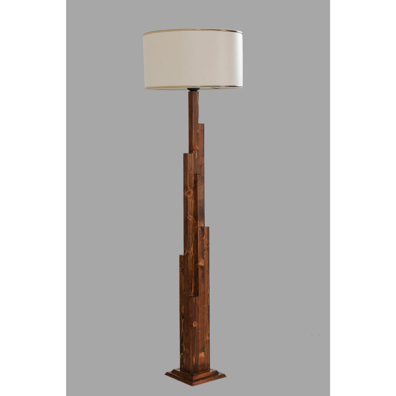 Luro Stylish Floor Lamp, 100% Metal, 65.0 in Tall | Walnut Finish, 17.7 in Cap Diameter, 9.4 in Cap Height | E27 Socket (Max 60W), On/Off Switch on Cable | Perfect for Living Room, Bedroom & Office Decor, Elegant Design