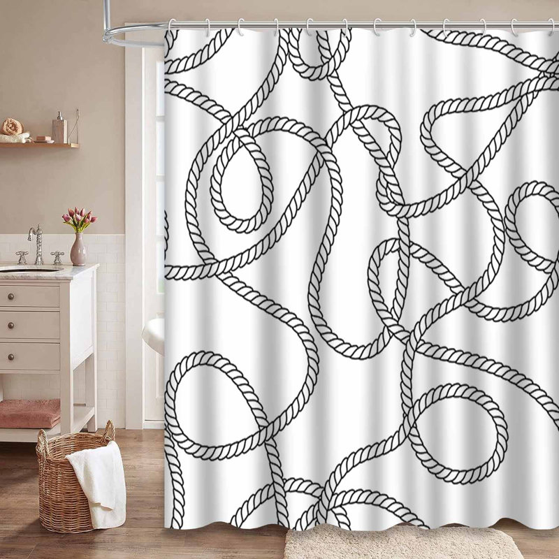 Rideau de douche noir avec 12 crochets, L 72 po x l 72 po