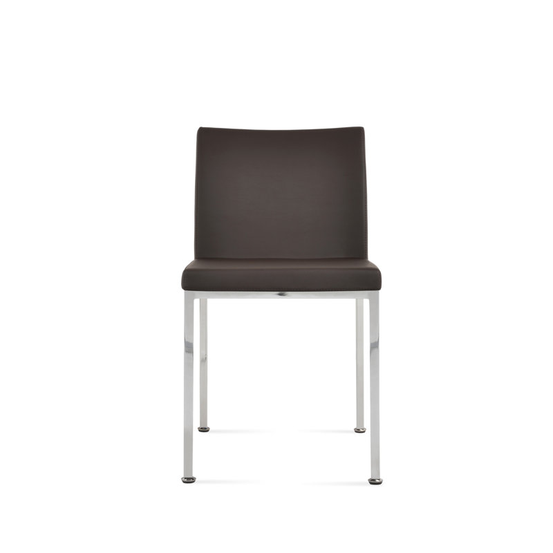Aria Metal Adjuster Side Chair, Chrome,  PPM Leatherette Brown