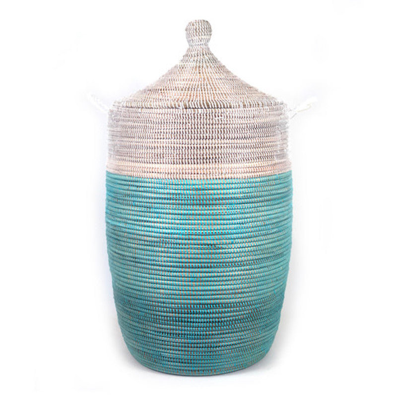 Two-Tone Basket, 30" H x 30" W x 15" D, White/Blue