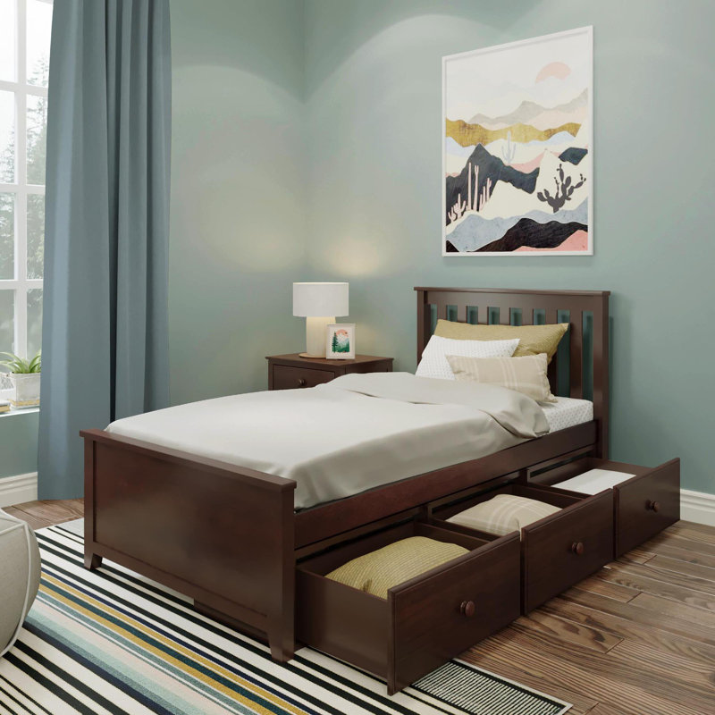 Gentrie Kids Platform Bed with Drawers, Espresso, Twin