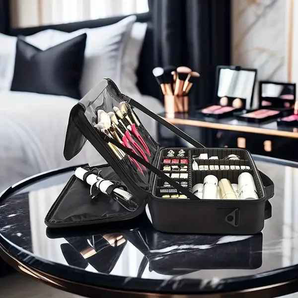 Portable Makeup Train Case – Multi-Layer Organizer for Cosmetics & Skincare (Gift-Ready)