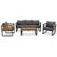 Ensemble de canapé d'extérieur pour 5 avec coussins amovibles et structure en métal et bois robuste-1939351814