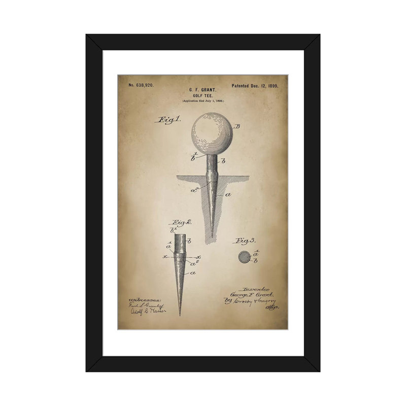 « golf tee », impression sur toile, H 24 po x l 16 po x P 1 po, Papier d'art encadré noir, Blanc