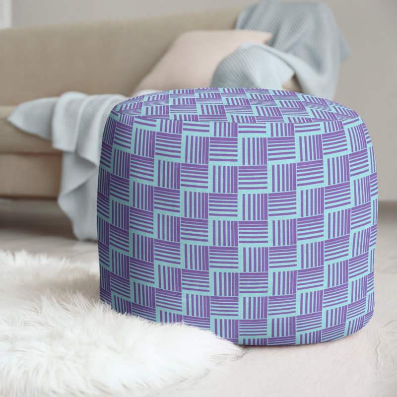repose-pieds à rayures classic basketweave, Sarcelle / Mauve