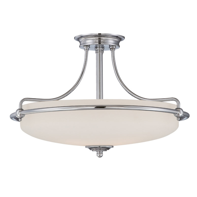 Elberta Glass Semi Flush Mount, Antique Nickel