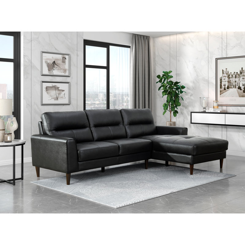 Canapé modulaire moderne et contemporain 2 pièces Nandor, Cuir noir