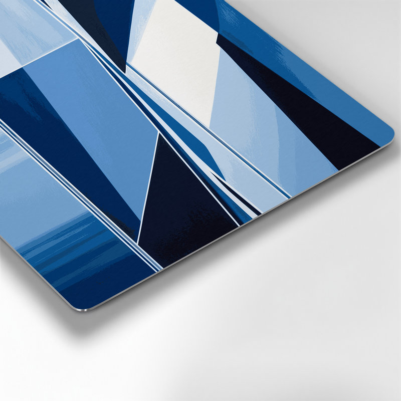 Hard Edge 41 - art mural en métal bleu, H 11 po x l 14 po