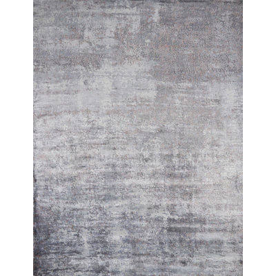 Light Gray Abstract Hand Loomed Area Rug