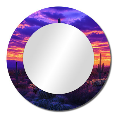 Desert Cacti At Sunset I - Floral Cactus Mirror Wall Art - Printed On Metal