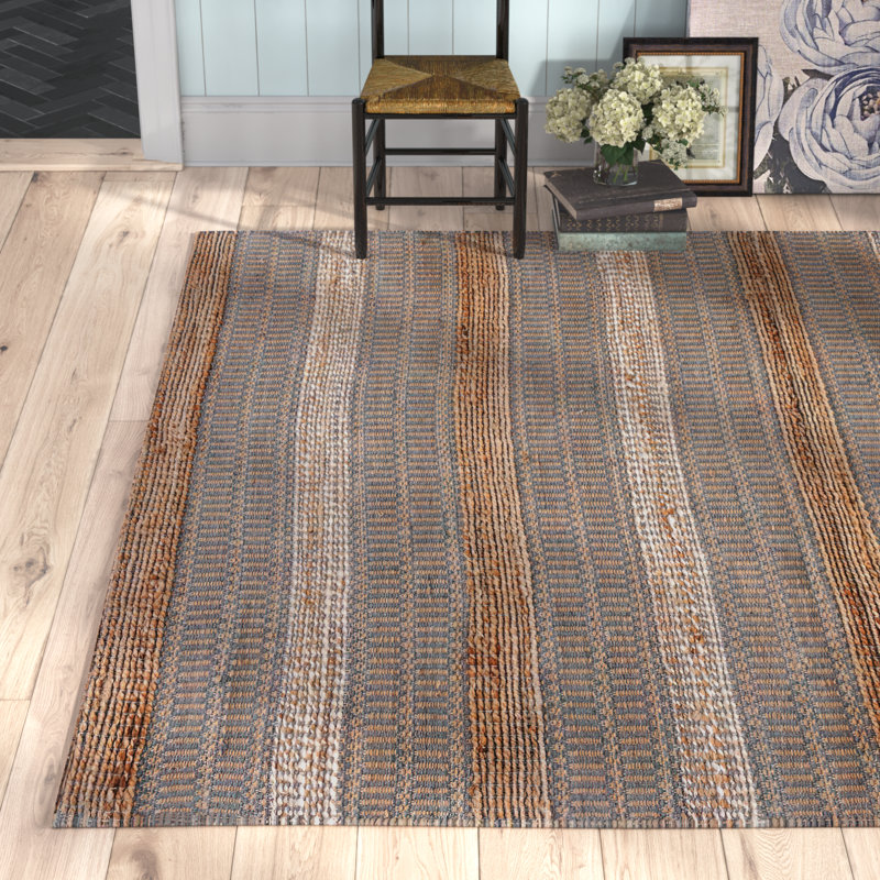 Tapis gris / naturel à tissage plat Soliz, Rectangle 6 pi x 9 pi