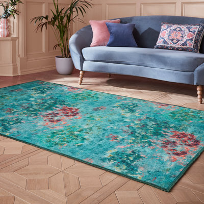Clarke & Clarke Floral Digitally Printed 76cm X 150cm Area Rug