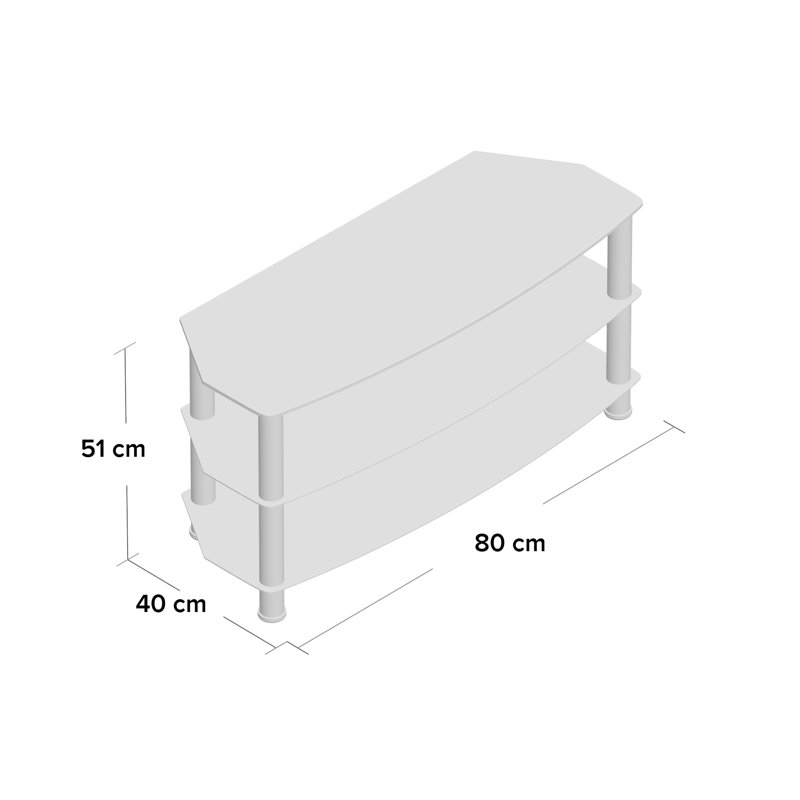 Mayaguana TV Stand, 51”H x 80”L x 40”W, Chrome / Clear