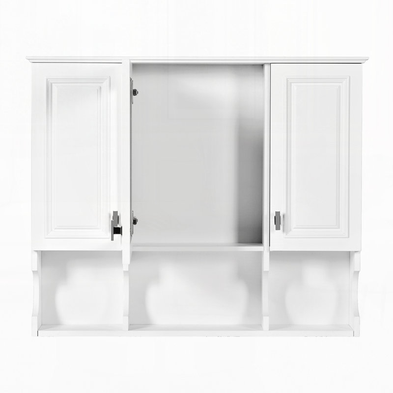 Armoire murale de salle de bain moderne avec miroir 35 po x 28 po, Blanc