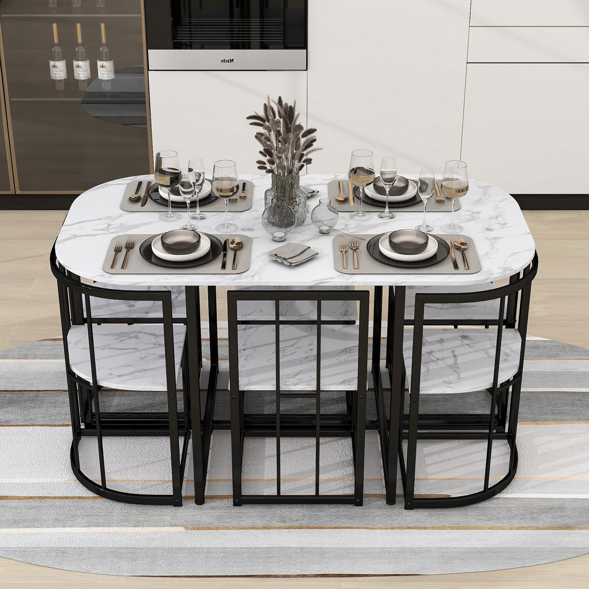 Marble 7 discount piece dining set