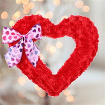 Valentines Day Wreath with Glittering Red Heart