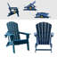 Fauteuil de loisir pliable en PEHD Adirondack - grand espace, adapté à toutes les conditions météorologiques, supportant plusieurs types de tasses, nécessitant peu d'entretien, pesant 400 livres, 3 pièces bleu marine-126662666
